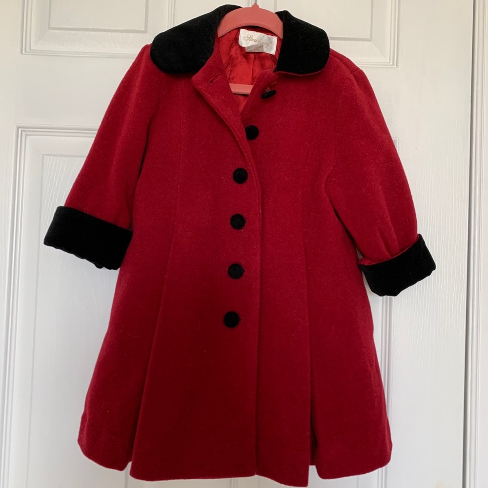 Strasburg maroon dressy wool blend toddler coat